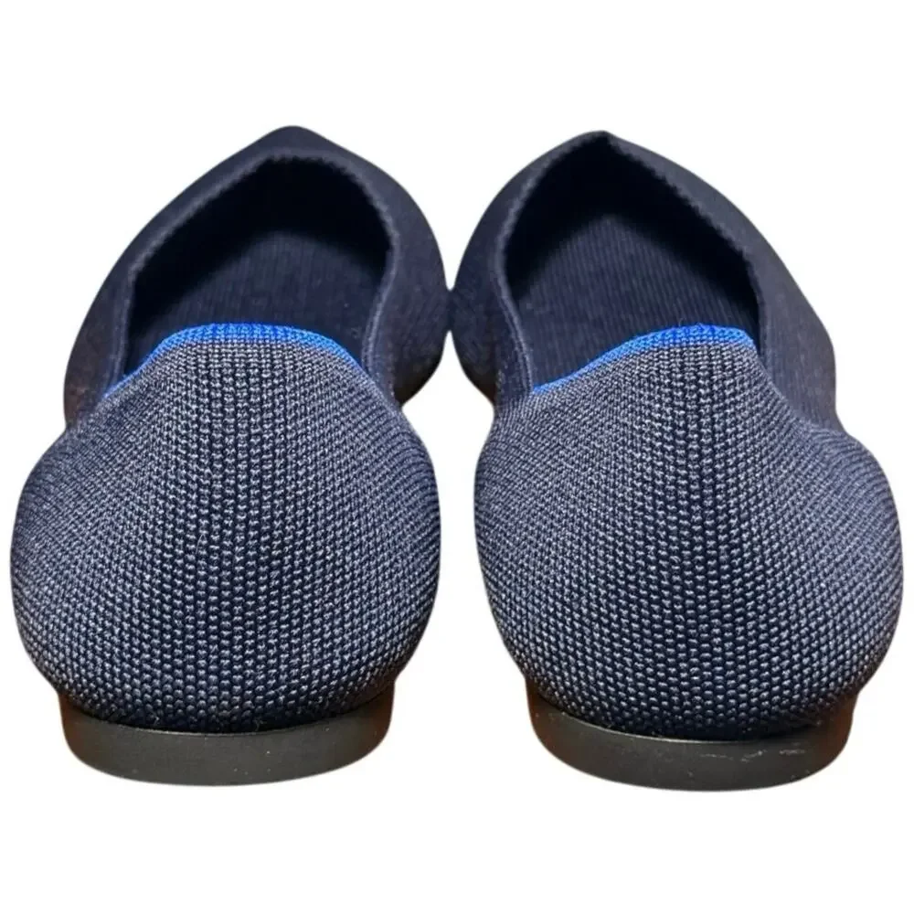 Rothys The Point Flats Womens 9.5 Maritime Navy Blue Pointed Toe Knit Shoes